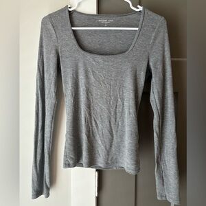 Long-Sleeve Featherweight Rib Tuckable Squareneck Top